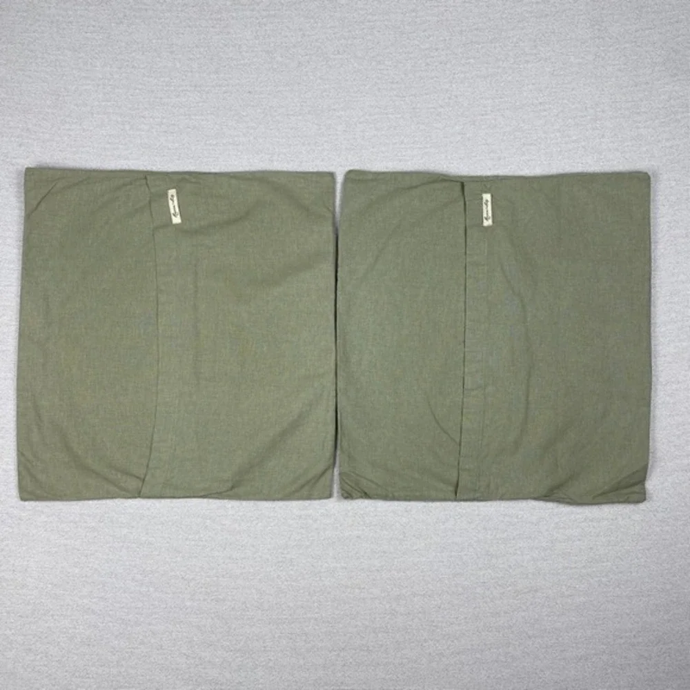 Raven + Lily Sham‎ SET 2 Pillowcases Sage Green Remnant Fabric Eco Friendly 18